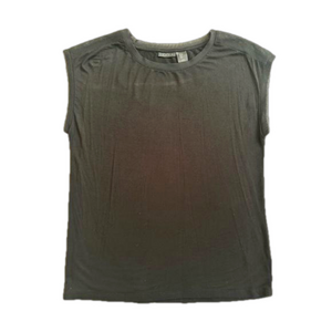 TAHARI Black Mesh Detail Short Sleeve Blouse